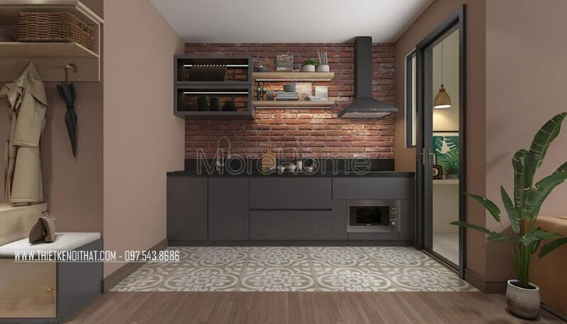 Thiết kế nội thất phòng bếp gỗ công nghiệp