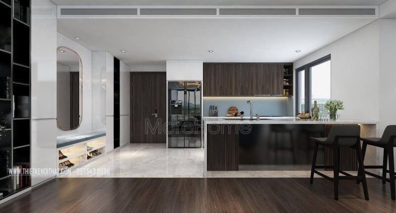 Thiết kế nội thất phòng bếp gỗ công nghiệp