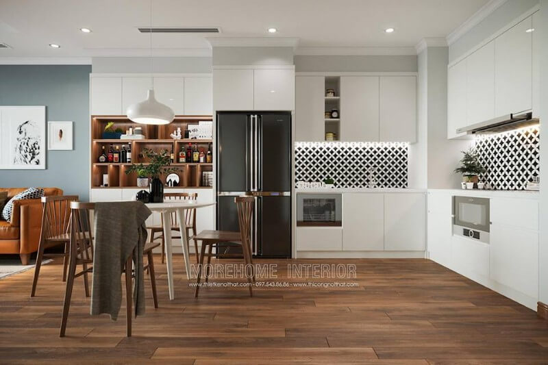 Thiết kế nội thất phòng bếp gỗ công nghiệp