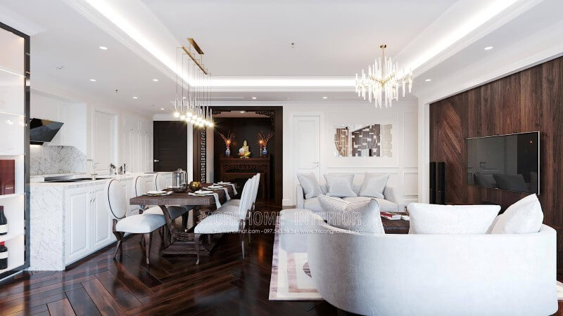 Mách nhỏ nội thất phòng bếp tân cổ điển đẹp đến mê mẩn Thiết kế nội thất phòng bếp biệt thự tân cổ điển