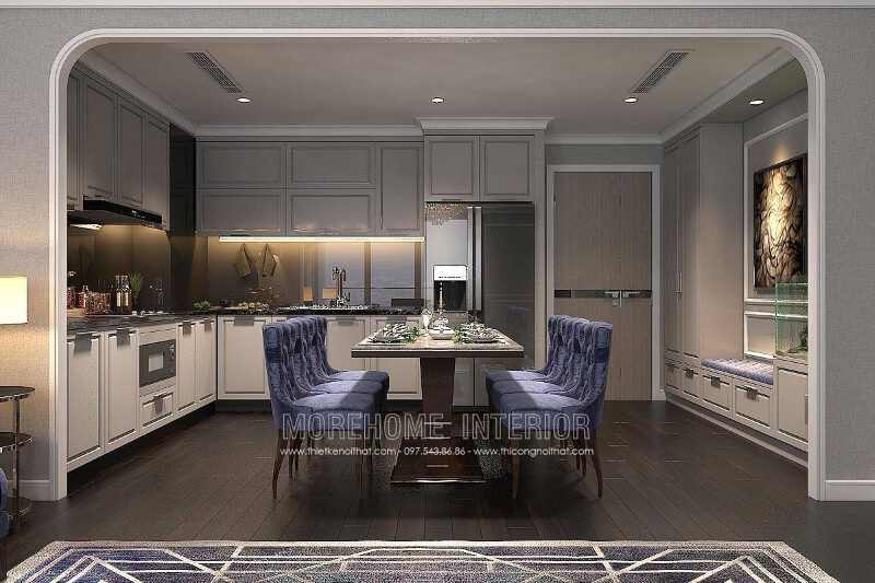 Thiết kế nội thất phòng bếp chung cư cao cấpsang trọng