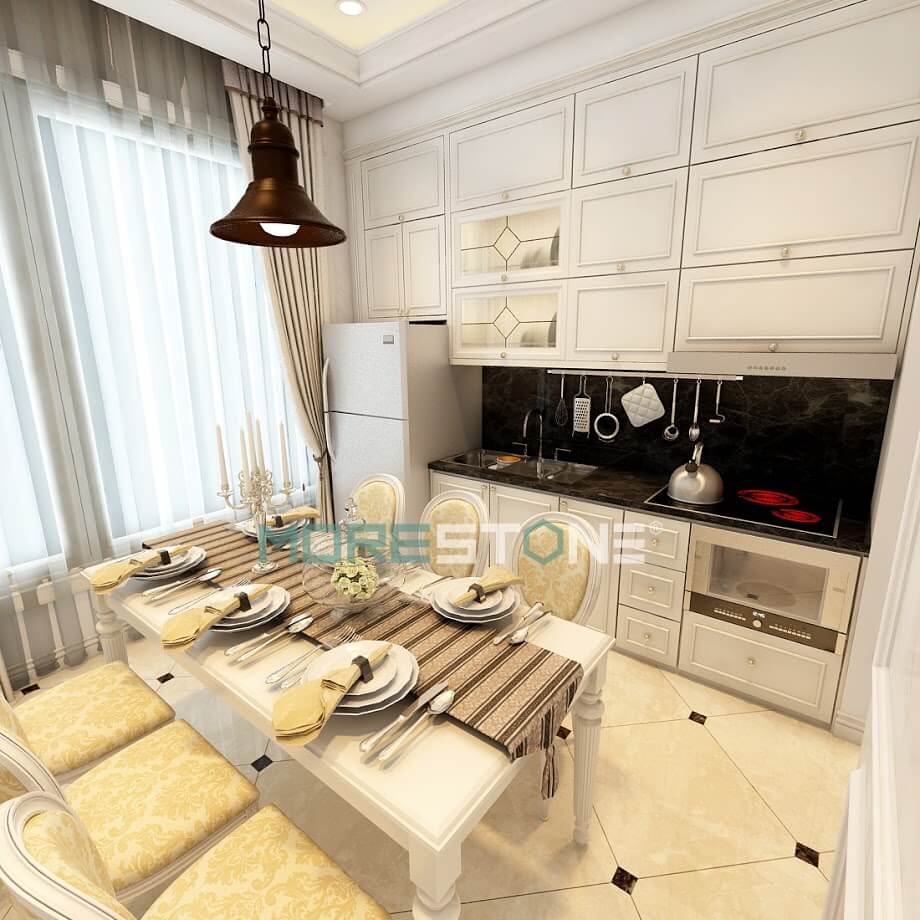 Thiết kế nội thất phòng bếp tân cổ điển đẹp