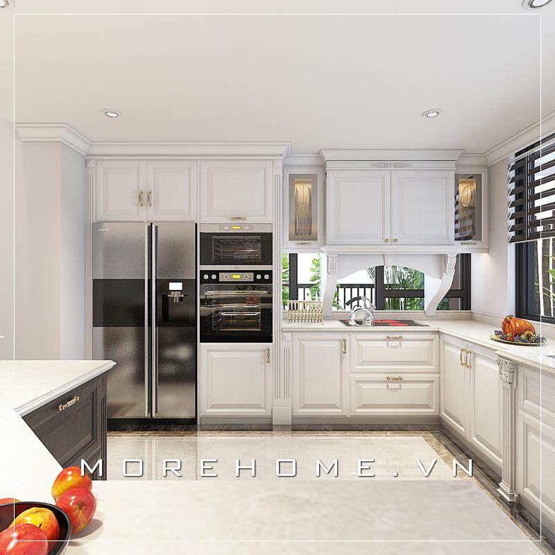 Thiết kế nội thất phòng bếp tân cổ điển đẹp