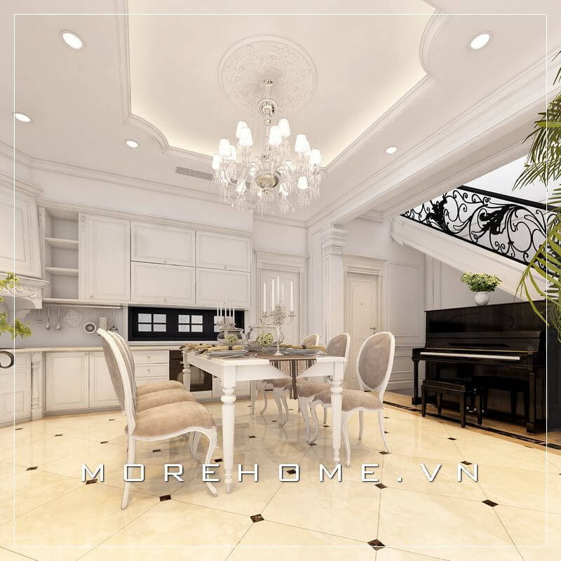 Thiết kế nội thất phòng bếp tân cổ điển đẹp