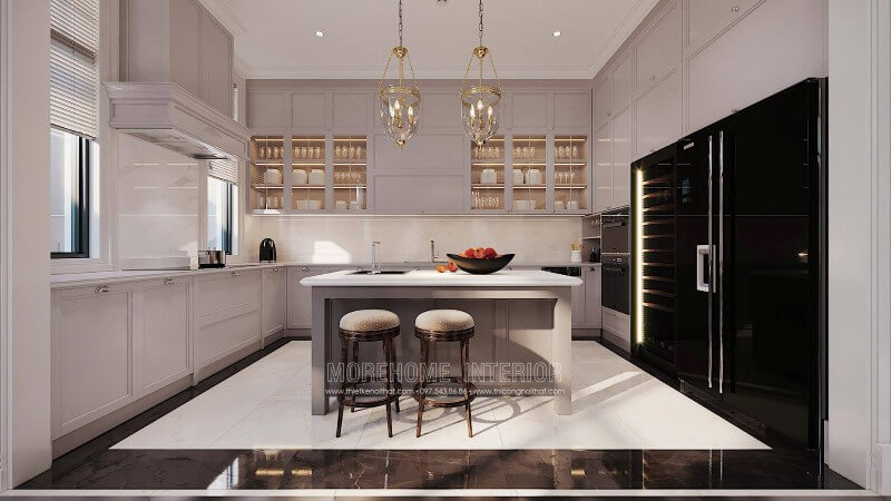 Sản phẩm thiết kế trang trí nội thất phòng bếp nhà bếp cao cấp ở biệt thự ciputra tây hồ hà nội Trang trí nội thất phòng bếp đẹp