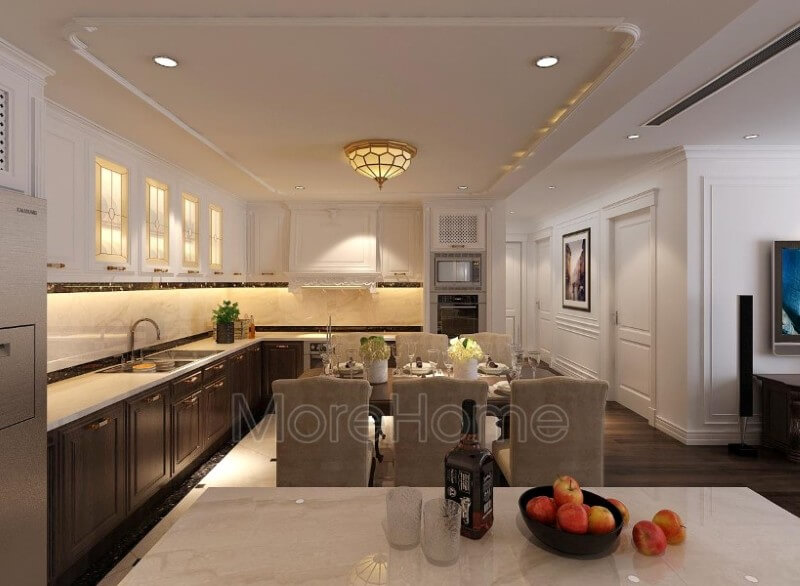 Trang trí phòng bếp tân cổ điển sang trọng